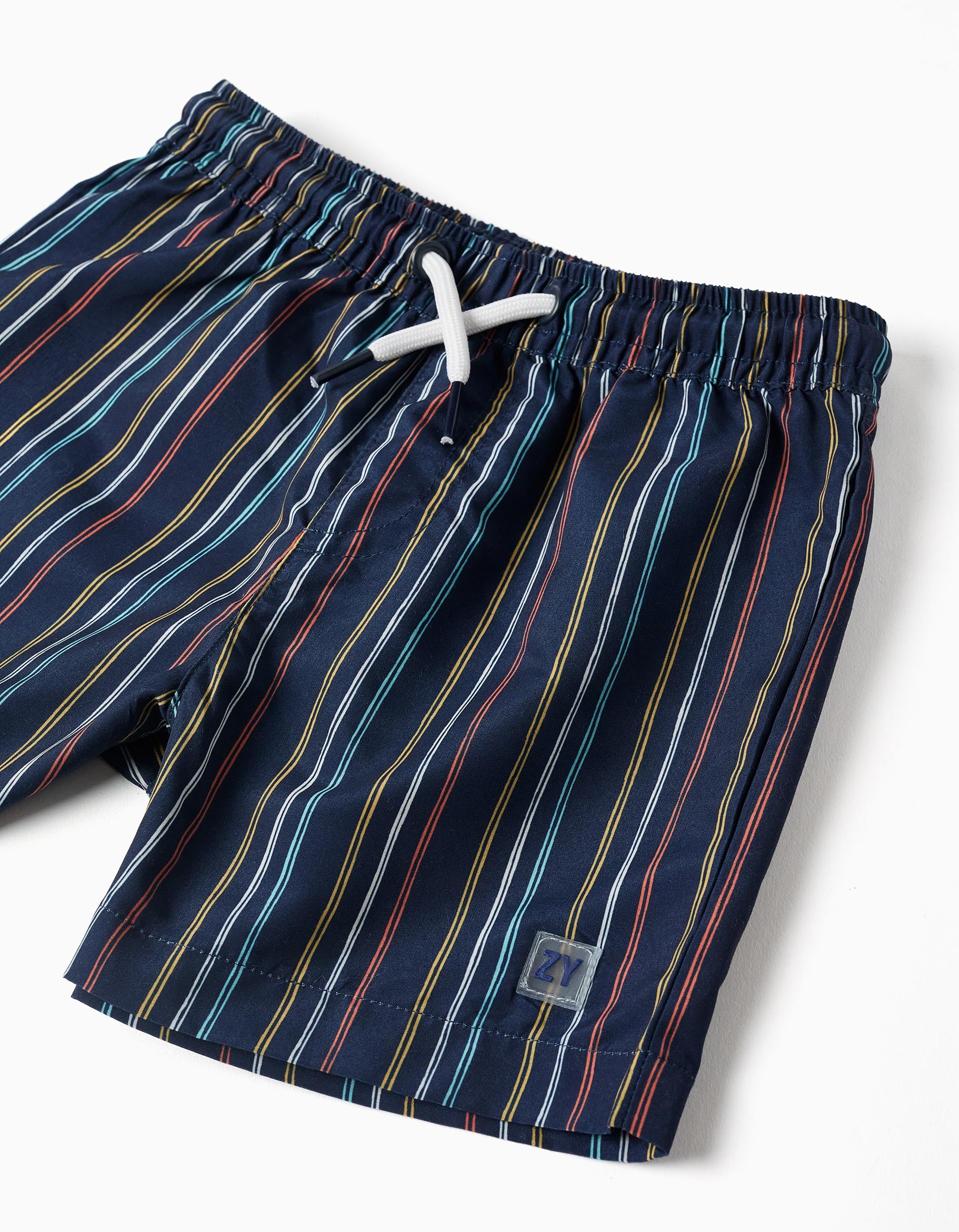 Short de bain à rayures et cordon pour bébé garçon, multicolore