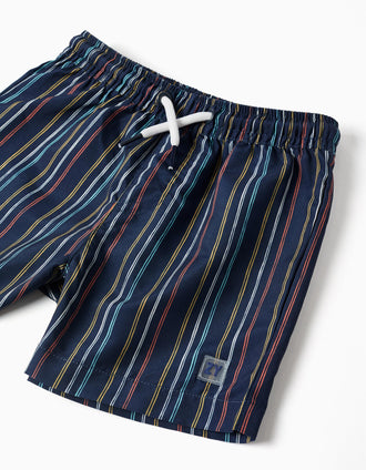 Short de bain à rayures et cordon pour bébé garçon, multicolore