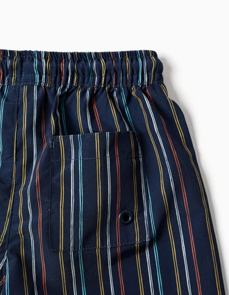 Short de bain à rayures et cordon pour bébé garçon, multicolore