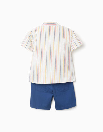 Conjunto de 3 peças de manga curta de algodão para bebé menino, multicolor