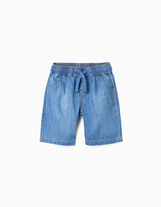 Bermudas midi vaqueras pull-up para niño, azul