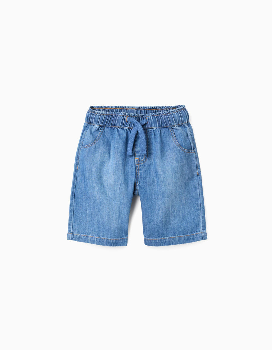 Midi denim pull-up shorts for boys, blue