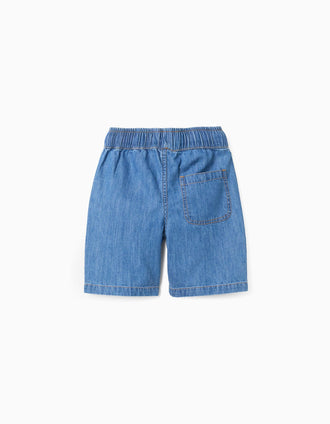 Bermudas midi vaqueras pull-up para niño, azul