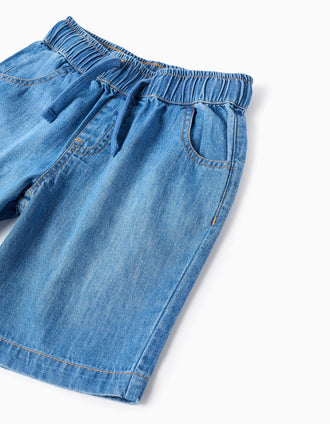 Bermudas midi vaqueras pull-up para niño, azul