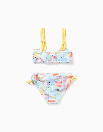 Bikini avec imprimé coloré et perles pour fille, multicolore