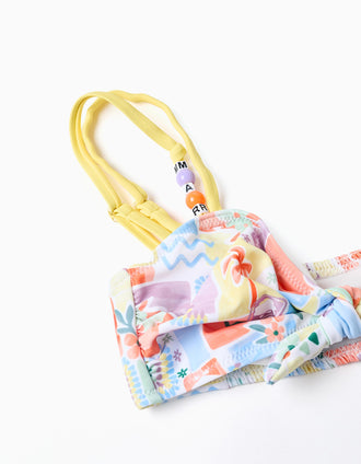 Bikini avec imprimé coloré et perles pour fille, multicolore