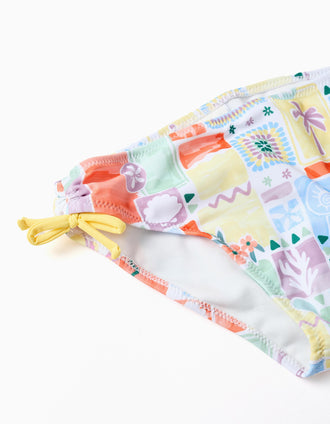 Bikini avec imprimé coloré et perles pour fille, multicolore