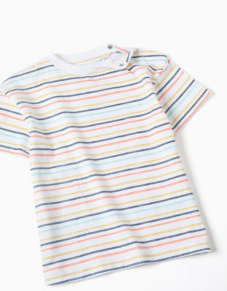 T-shirt et salopette en coton pour bébé garçon, blanc/rouge foncé