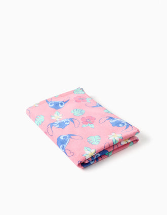 Serviette de plage en coton avec motif Stitch pour fille, rose