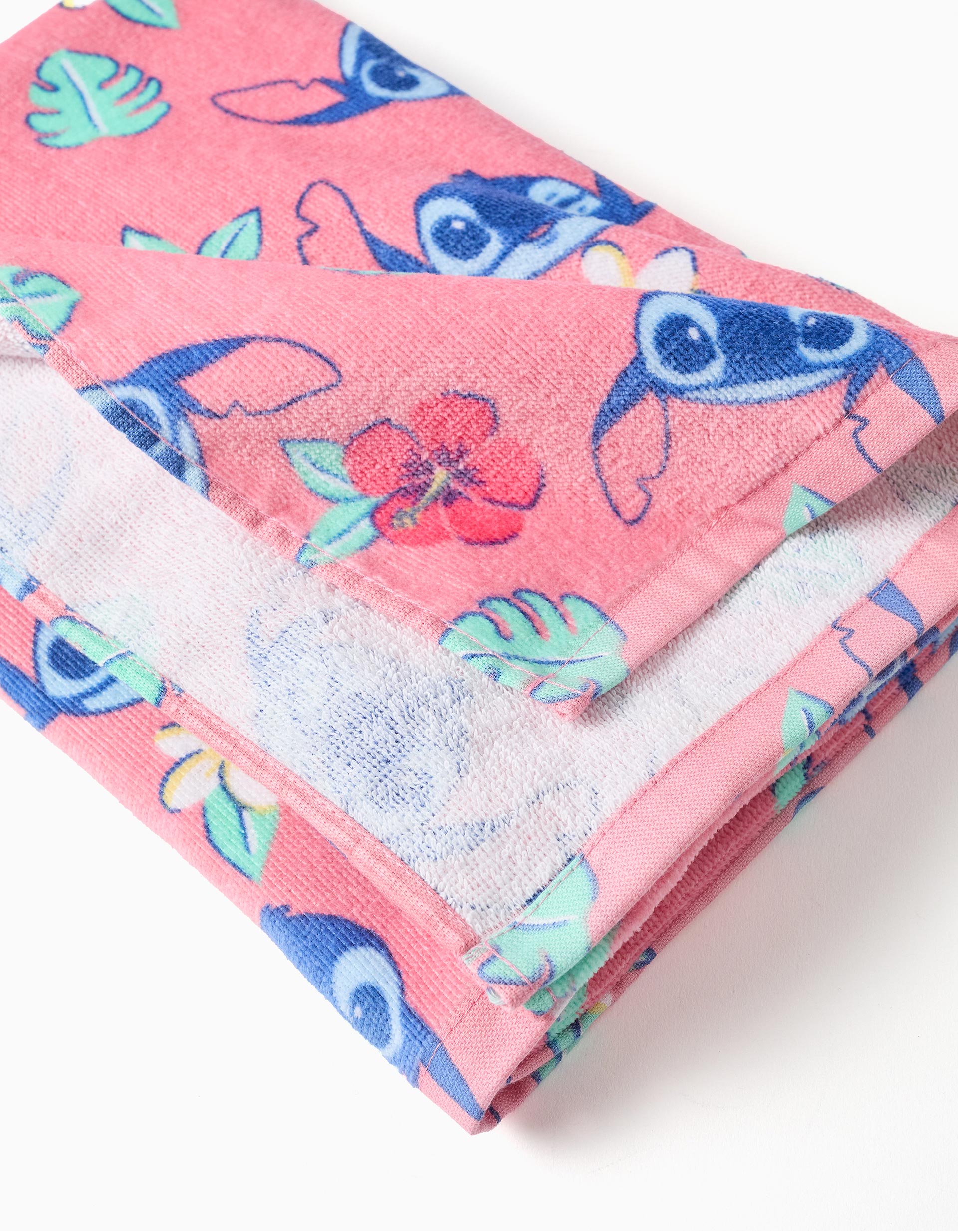 Toalla de playa de algodón con motivo de Stitch para niña, rosa