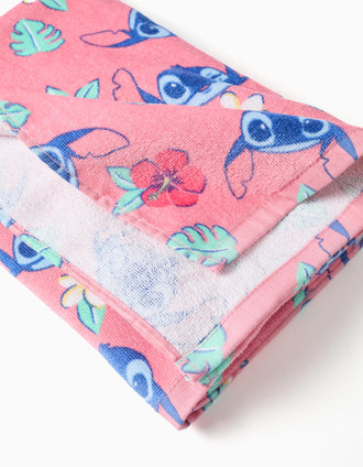 Serviette de plage en coton avec motif Stitch pour fille, rose