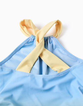 Maillot de bain à imprimé marin et paillettes pour fille, bleu/vert/jaune