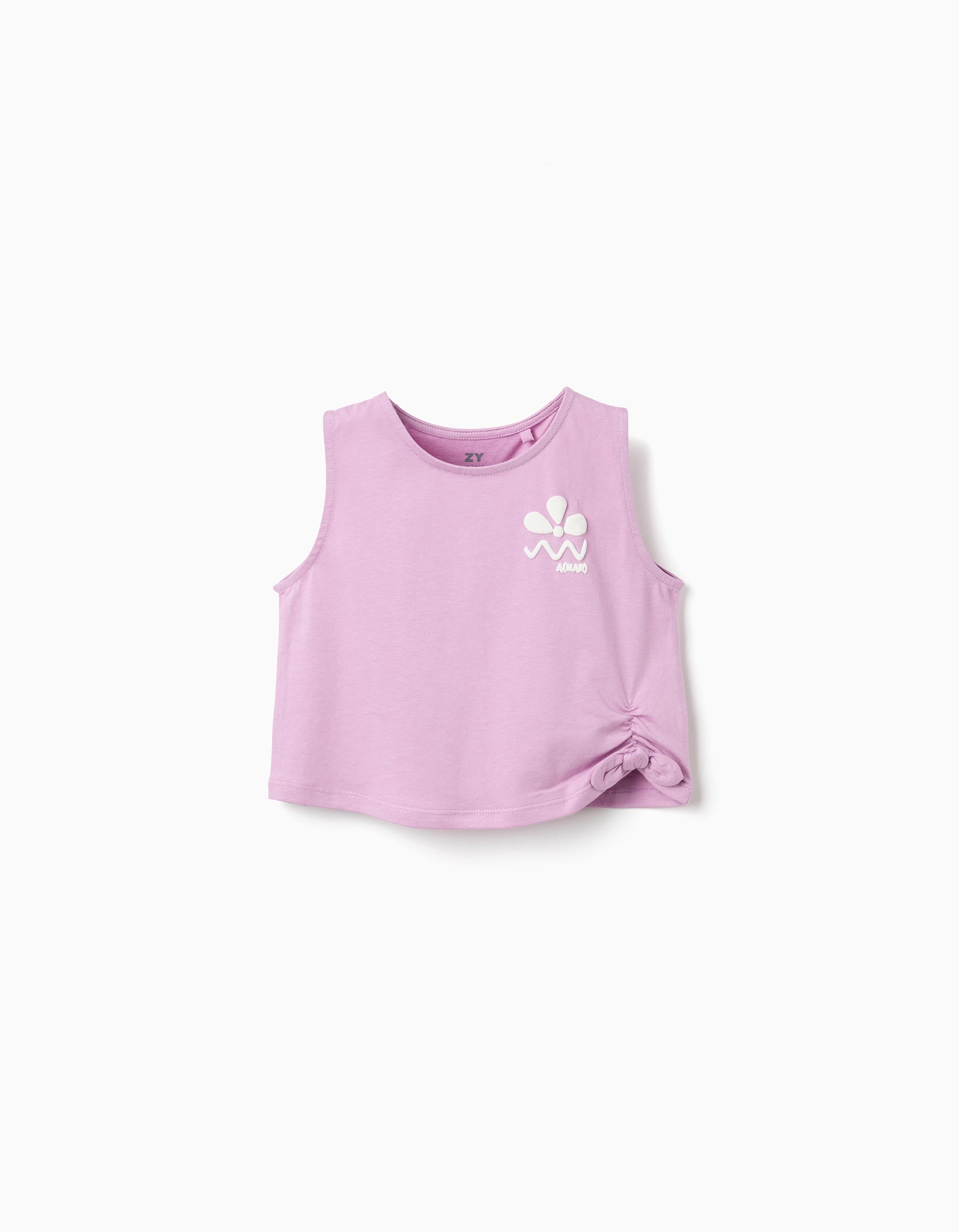 T-shirt sans manches en coton avec imprimé pour fille, lilas