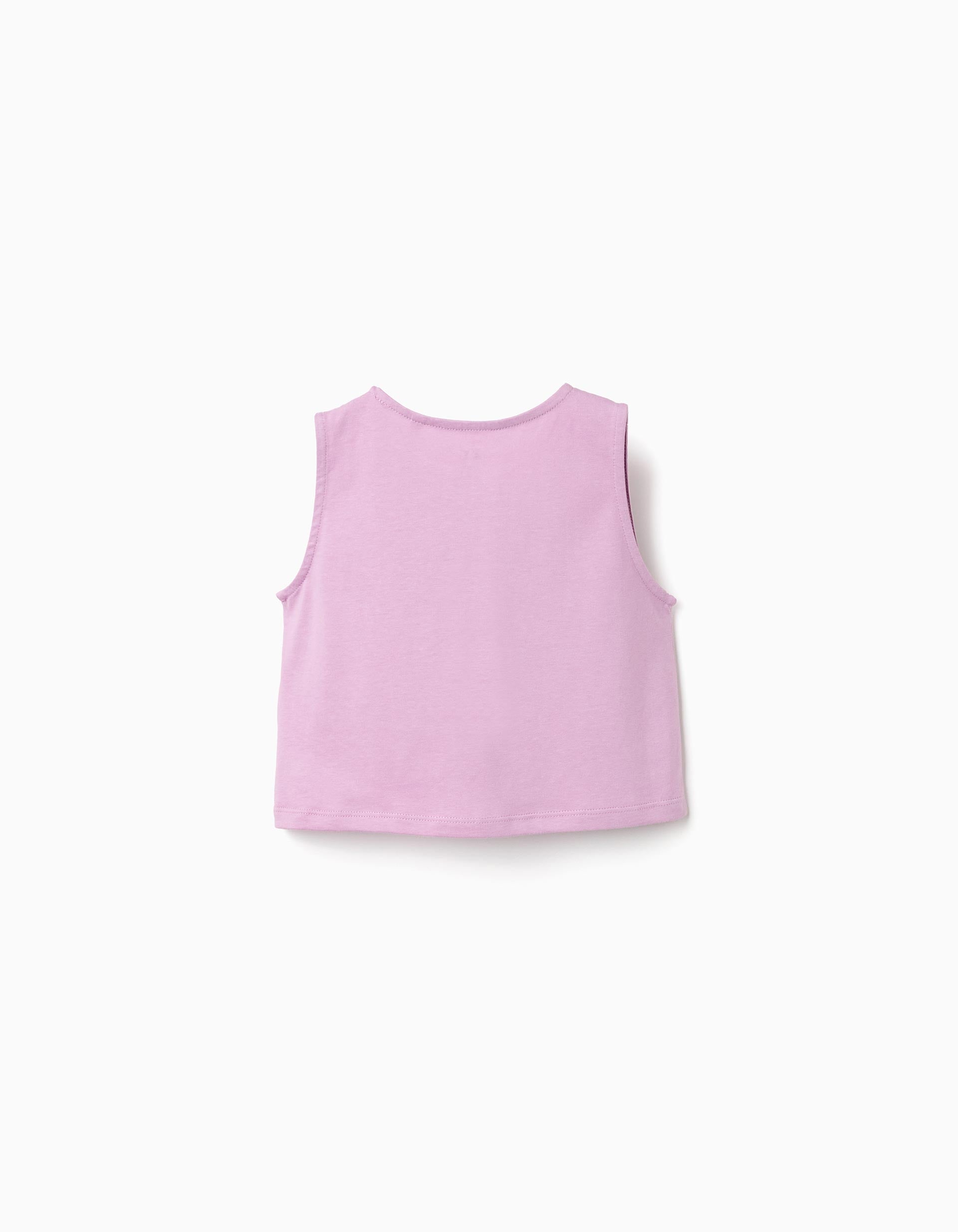 T-shirt sans manches en coton avec imprimé pour fille, lilas