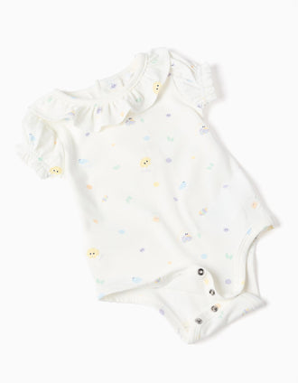 Body com motivo + saia de ganga para recém-nascida, branco/azul-claro