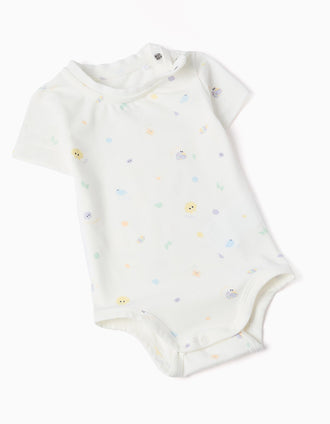 Body com motivo + macacão de ganga para recém-nascido, branco/azul