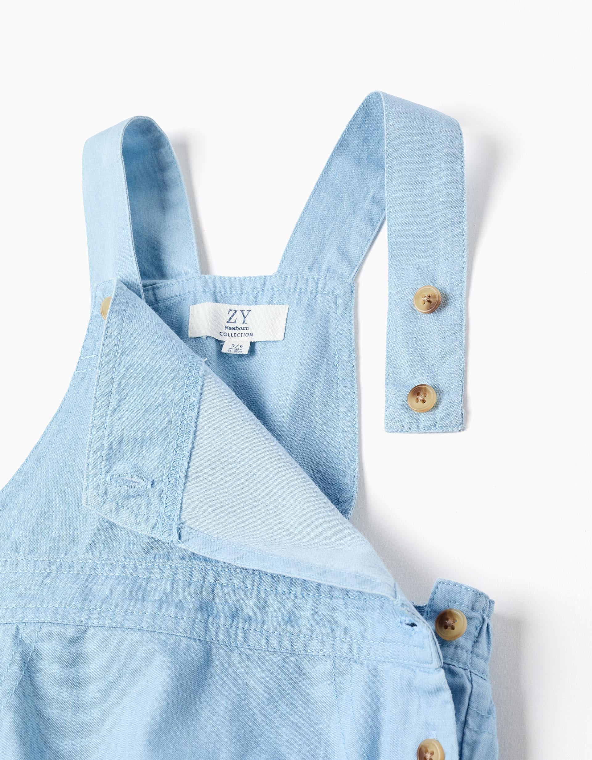 Bodysuit with motif + denim jumpsuit for newborn boys, white/light blue