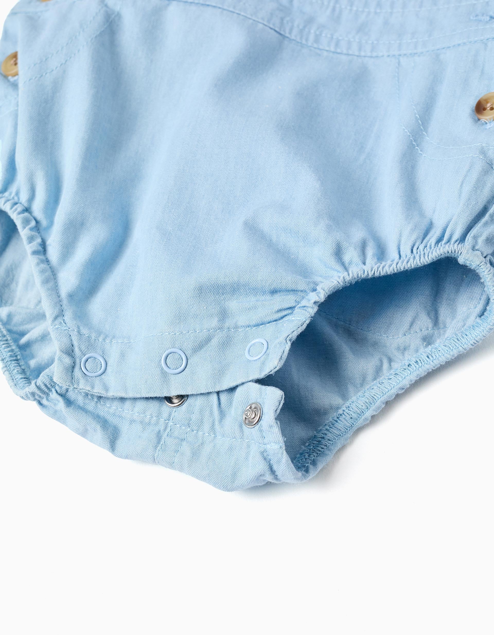 Bodysuit with motif + denim jumpsuit for newborn boys, white/light blue