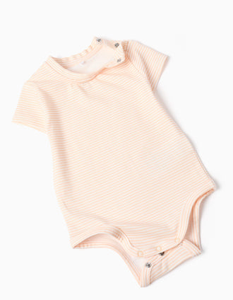 Body às riscas + calções de ganga para recém-nascidos, amarelo/azul