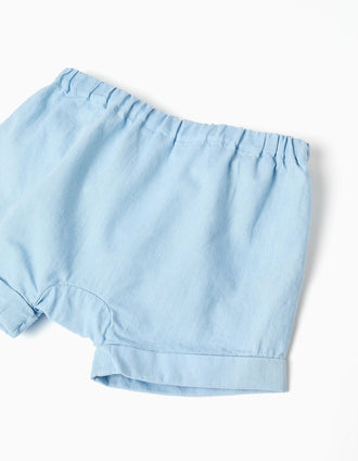 Body às riscas + calções de ganga para recém-nascidos, amarelo/azul