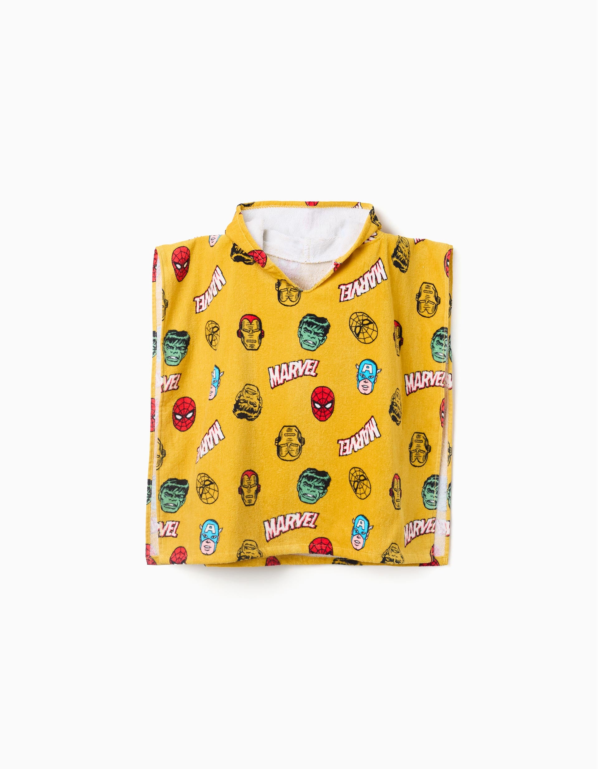 Poncho de plage à capuche et motif Marvel pour garçon, jaune