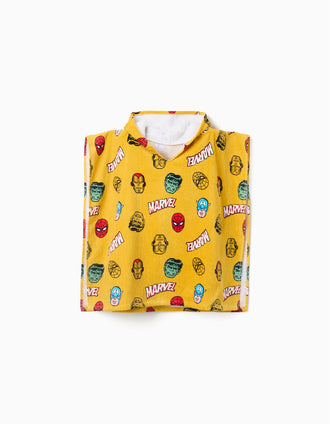 Poncho de playa con capucha y motivo de Marvel para niño, amarillo