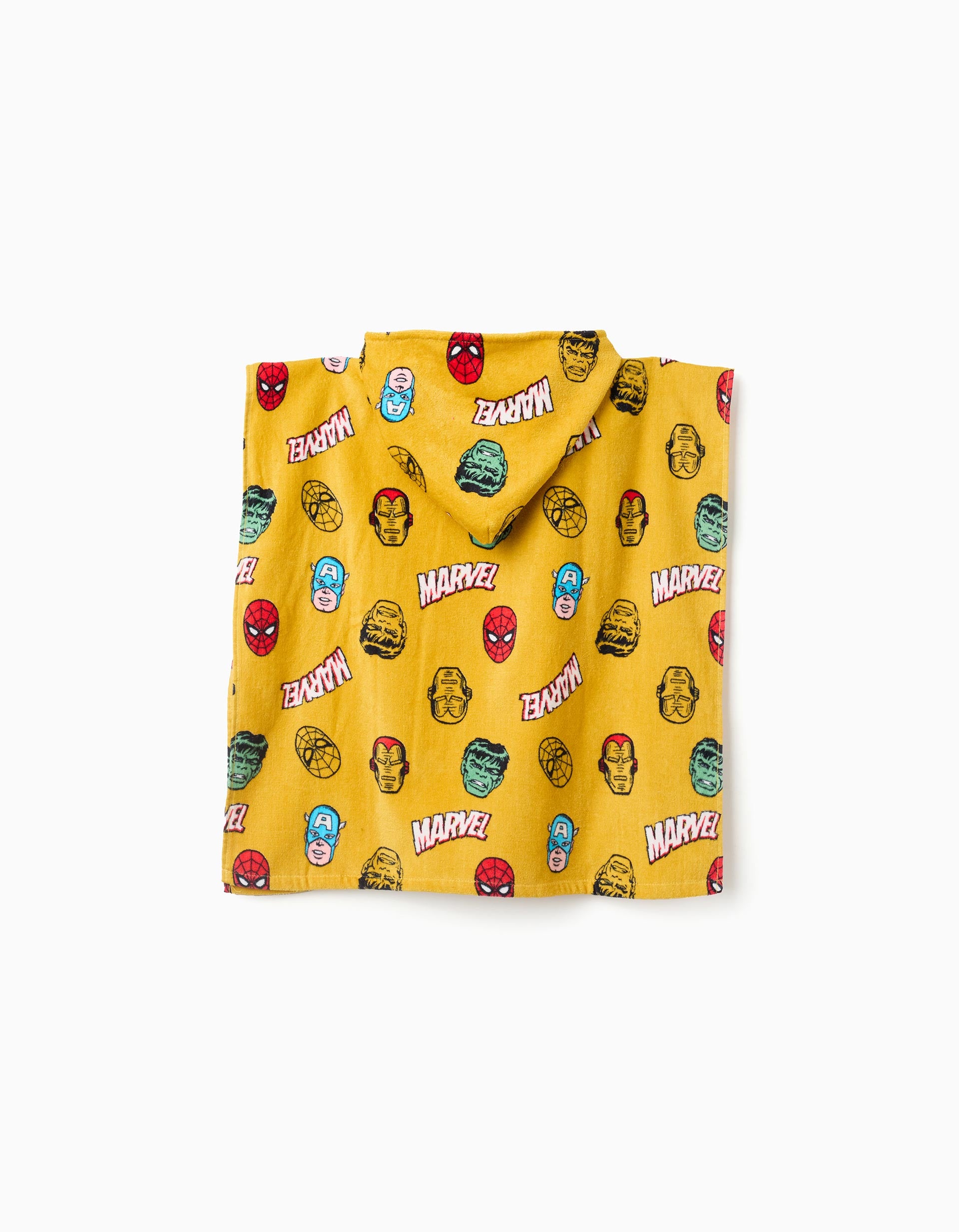 Poncho de plage à capuche et motif Marvel pour garçon, jaune