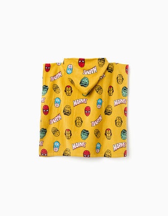 Poncho de playa con capucha y motivo de Marvel para niño, amarillo