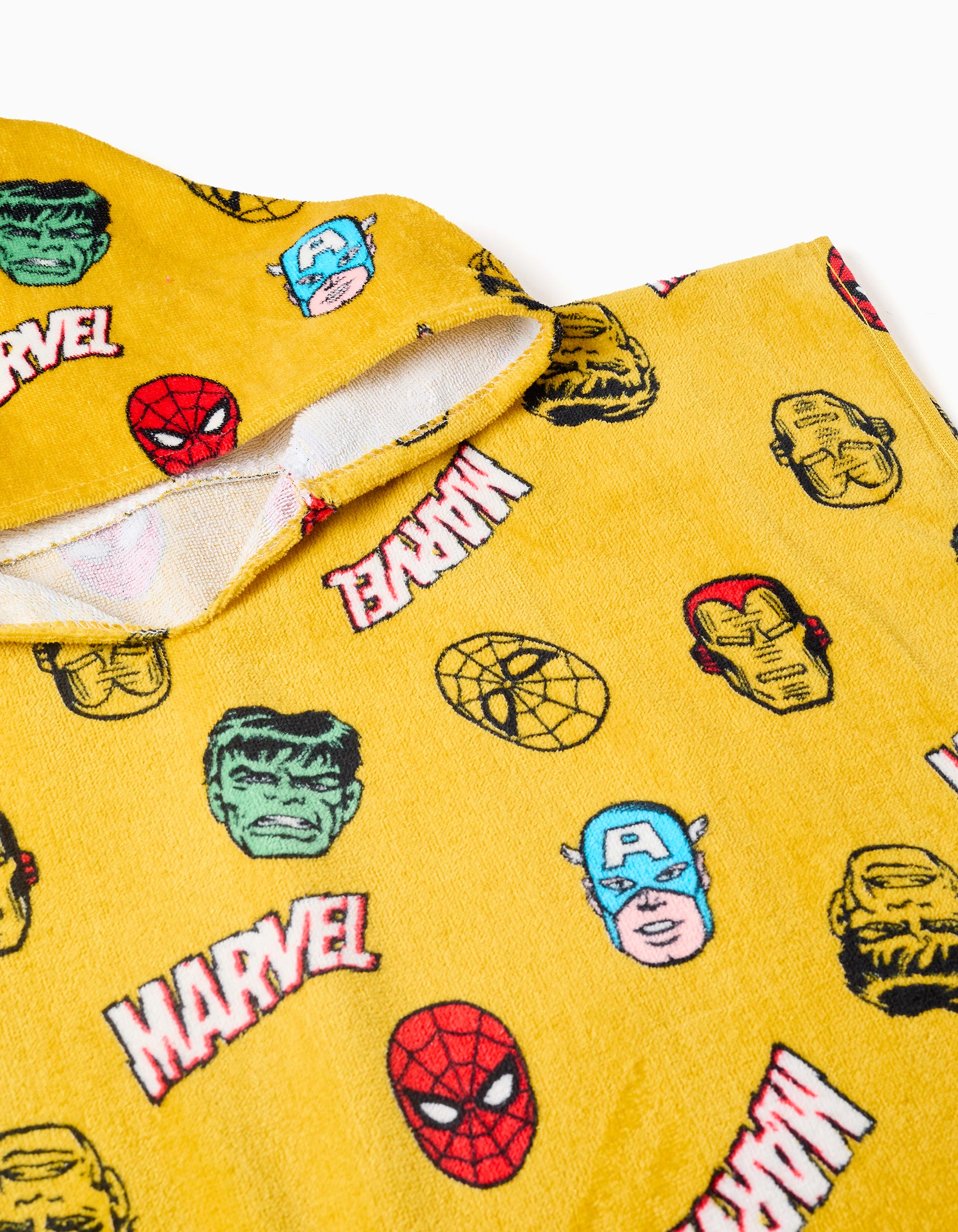 Poncho de plage à capuche et motif Marvel pour garçon, jaune