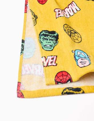 Poncho de playa con capucha y motivo de Marvel para niño, amarillo