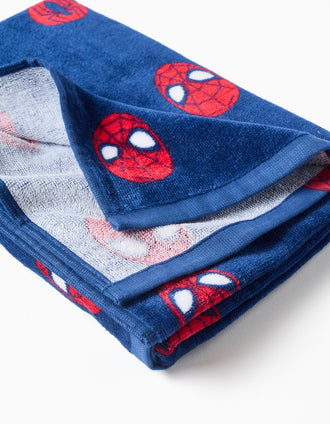 Toalla de playa de algodón con Spider-Man para bebé y niño, azul oscuro