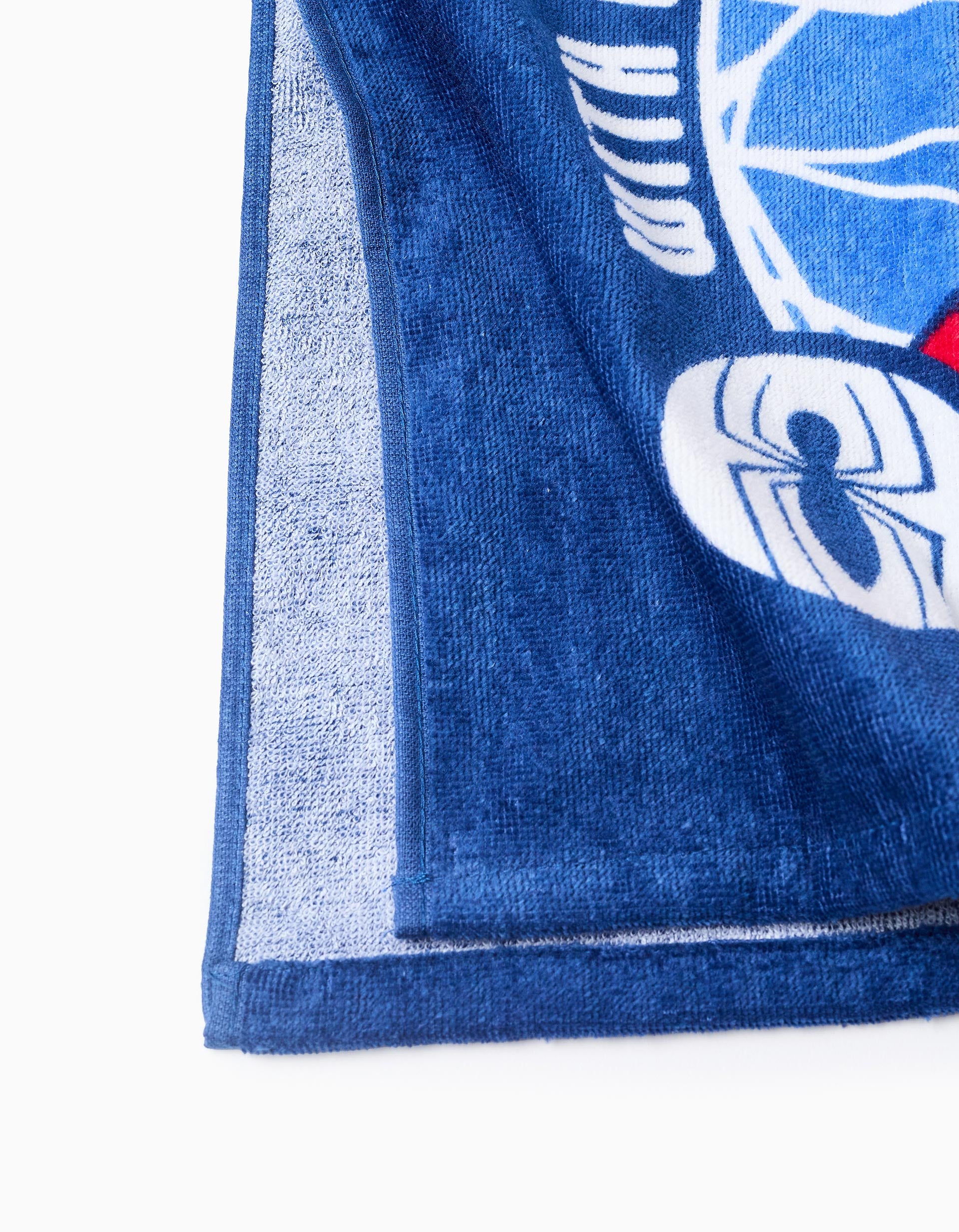 Hooded beach poncho in cotton with Spider-Man for boys, dark blue