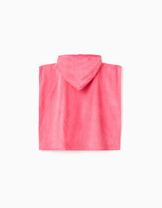 Poncho de plage en coton à capuche et imprimé Stitch pour fille, rose