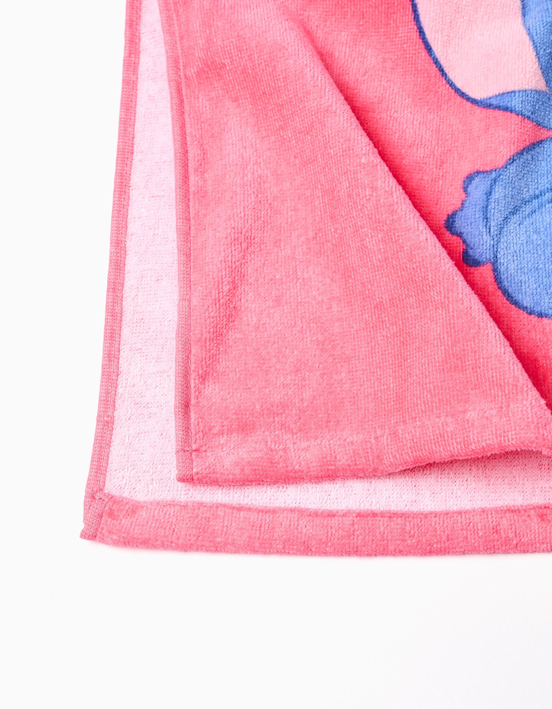 Poncho de playa con capucha y estampado de Stitch para niña, rosa