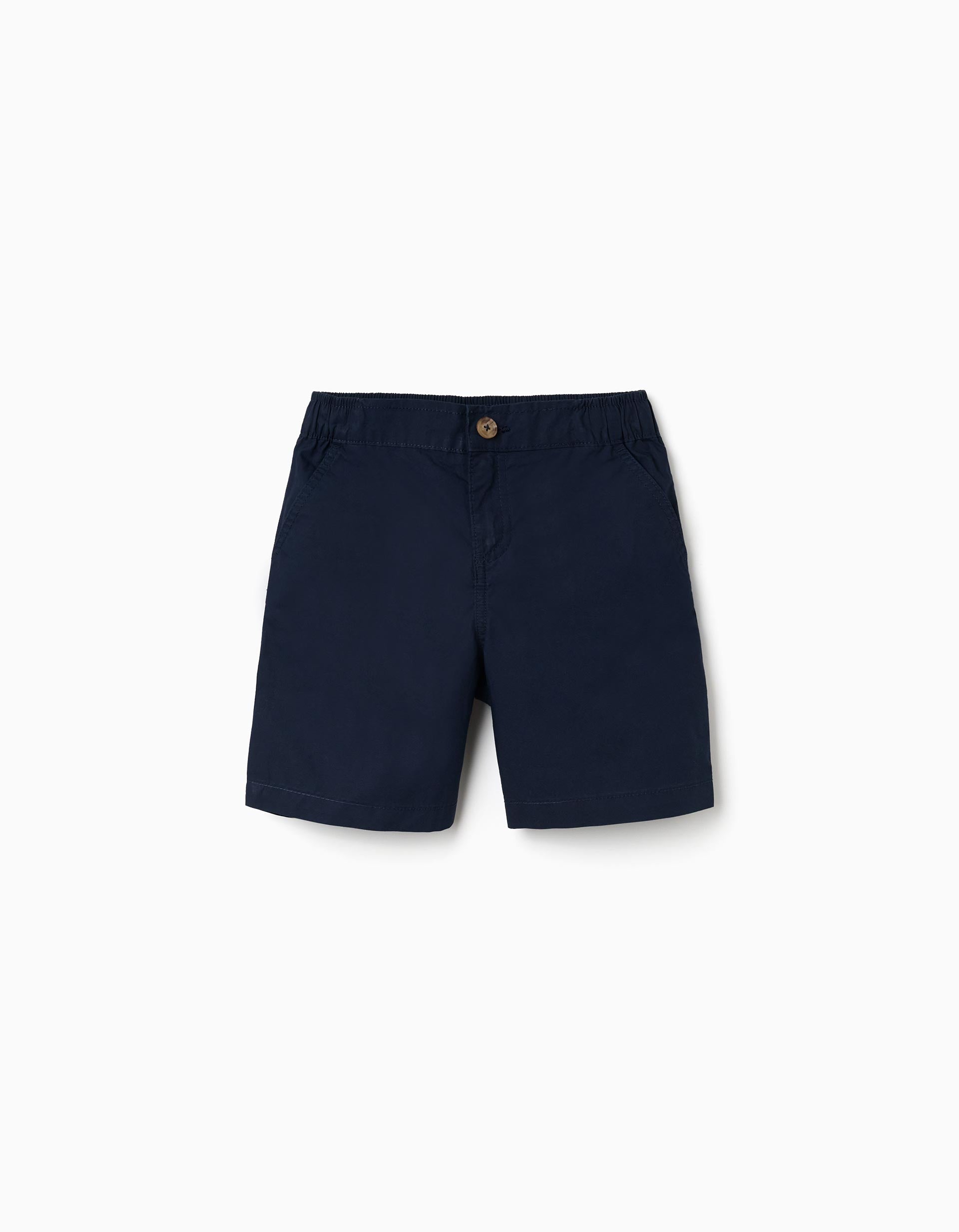 Bermudas chino midi en popelina para niño, azul oscuro