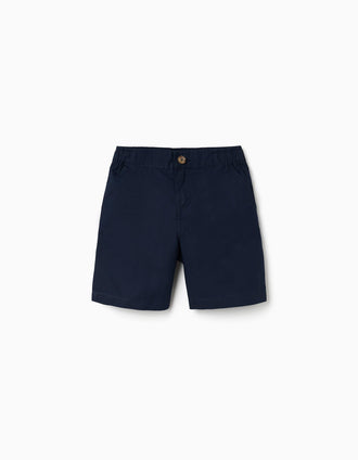 Bermudas chino midi en popelina para niño, azul oscuro