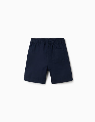 Bermudas chino midi en popelina para niño, azul oscuro