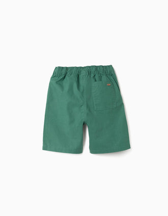 Bermudas chino midi en popelina para niño, verde