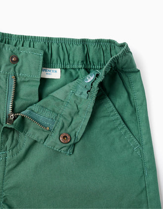 Bermudas chino midi en popelina para niño, verde