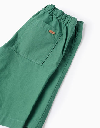 Bermudas chino midi en popelina para niño, verde