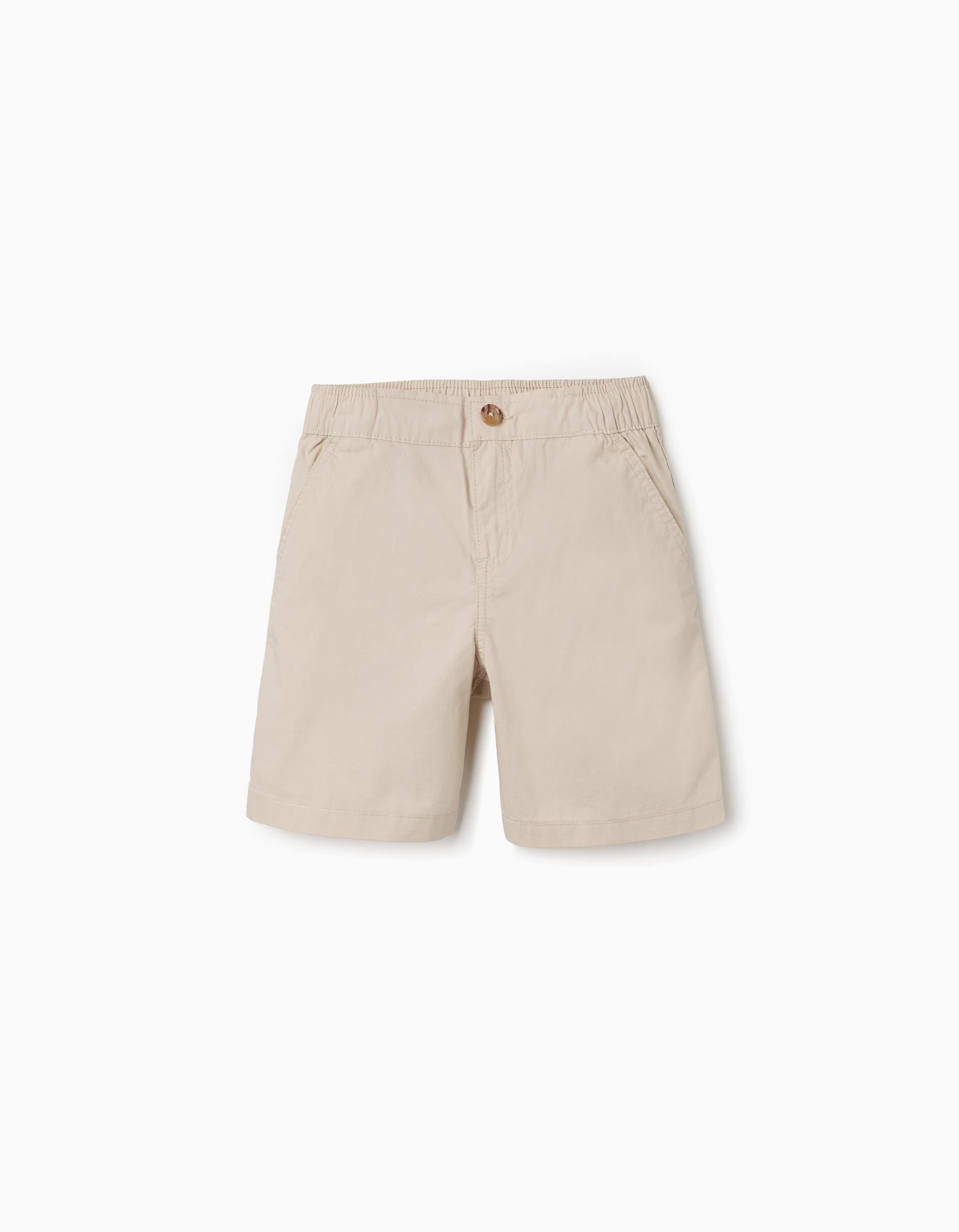 Bermudas chino midi en popelina para niño, beige claro