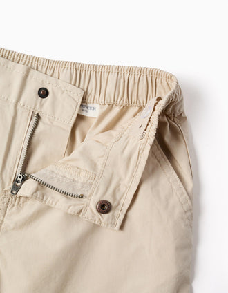 Short chino midi en popeline pour garçon, beige clair
