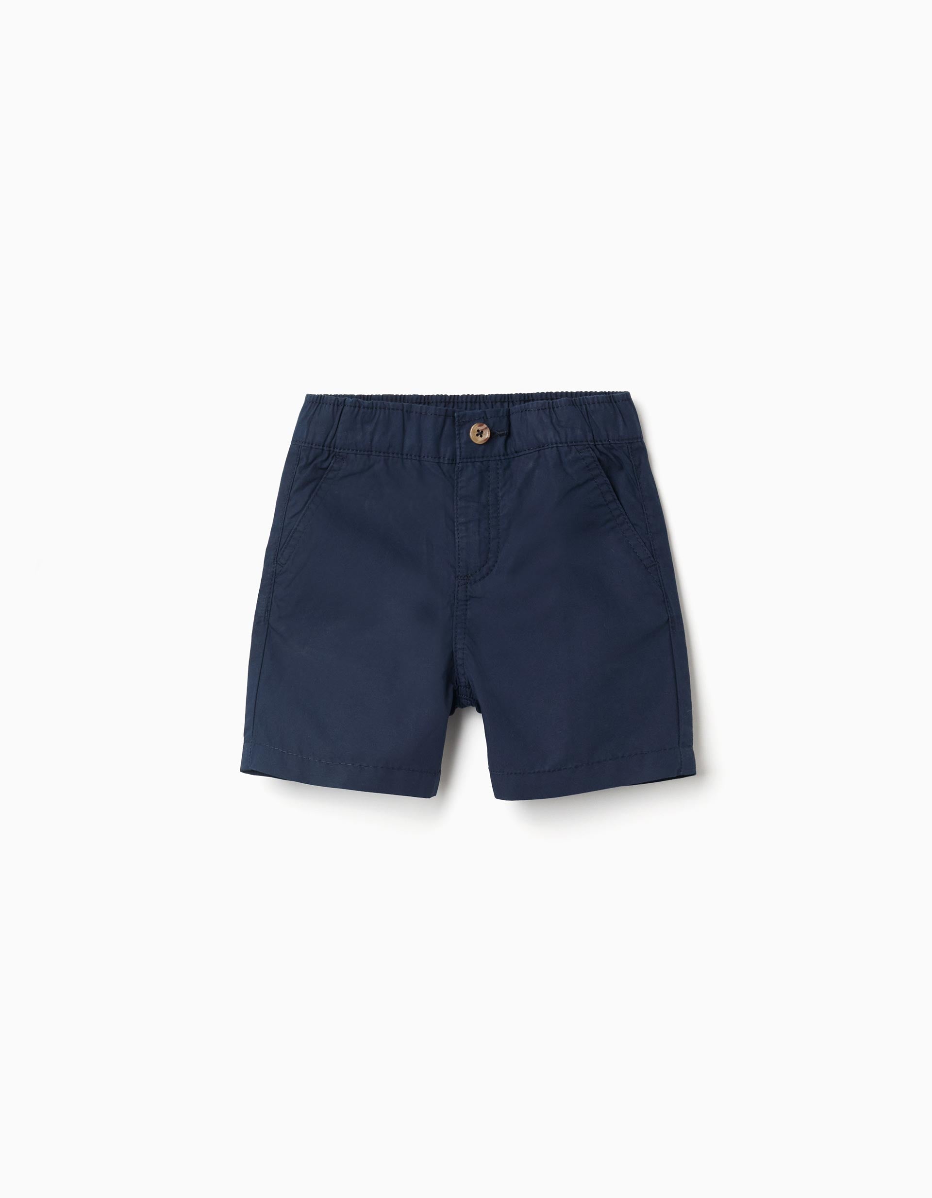 Bermudas chino midi en popelina para bebé niño, azul oscuro