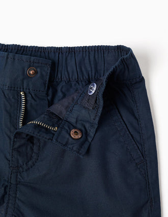 Bermudas chino midi en popelina para bebé niño, azul oscuro