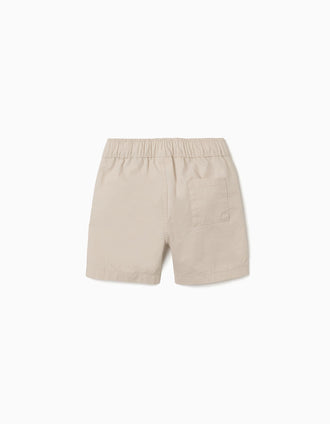 Calções chino midi em popelina para bebé menino, bege-claro