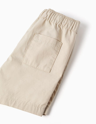 Calções chino midi em popelina para bebé menino, bege-claro