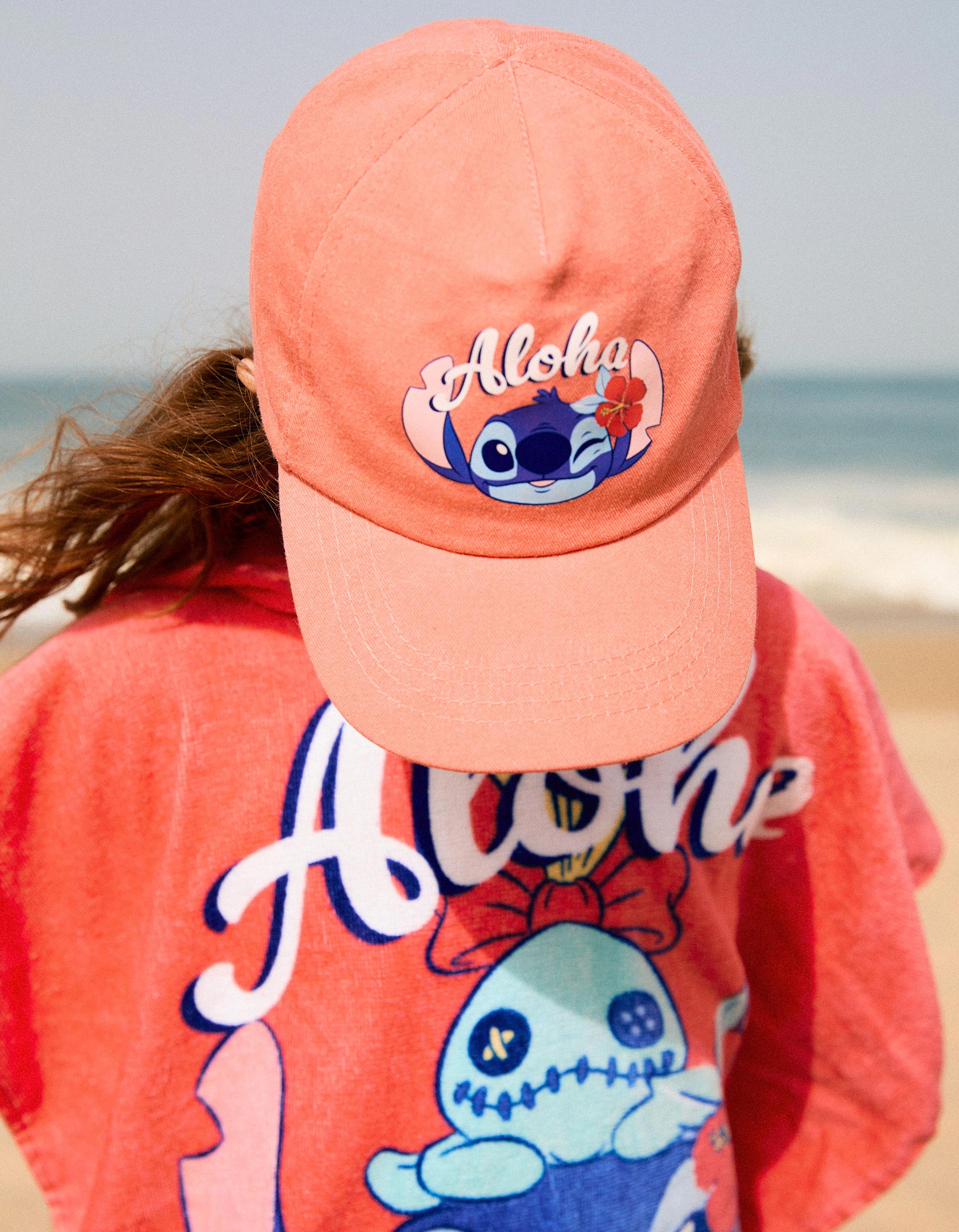 Gorra de sarga con estampado de Stitch para bebé y niña, rosa