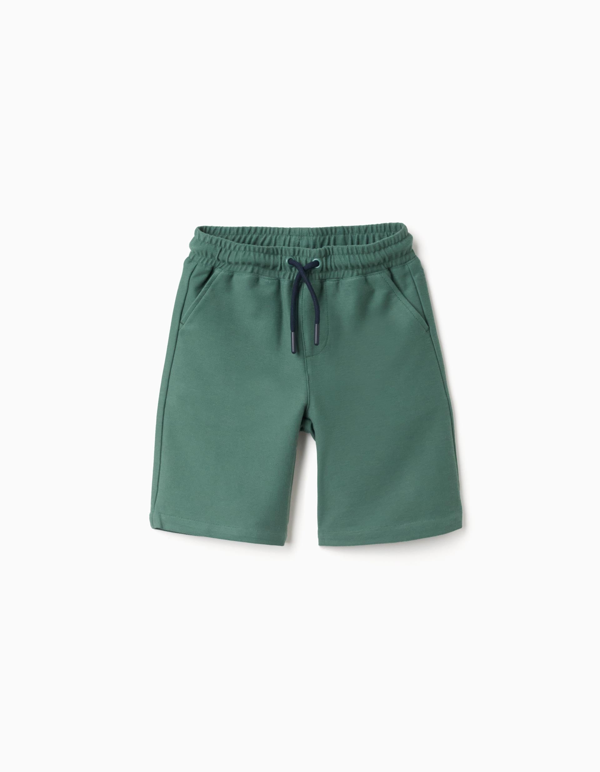 Bermudas midi de felpa con cordón para niño, verde oscuro