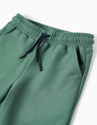 Bermudas midi de felpa con cordón para niño, verde oscuro