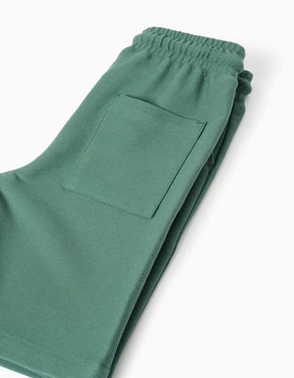 Bermudas midi de felpa con cordón para niño, verde oscuro